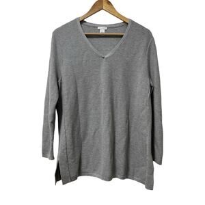 J Jill Womens Wool Silk Blend V Neck Sweater Size XL Gray Everyday Closet Staple